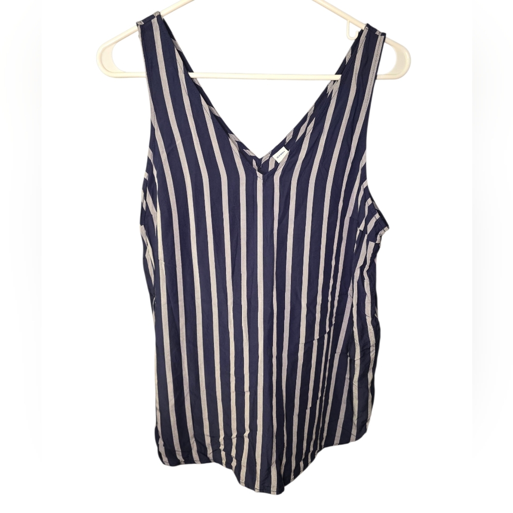 Old Navy Blue and White Sleeveless Tank Top